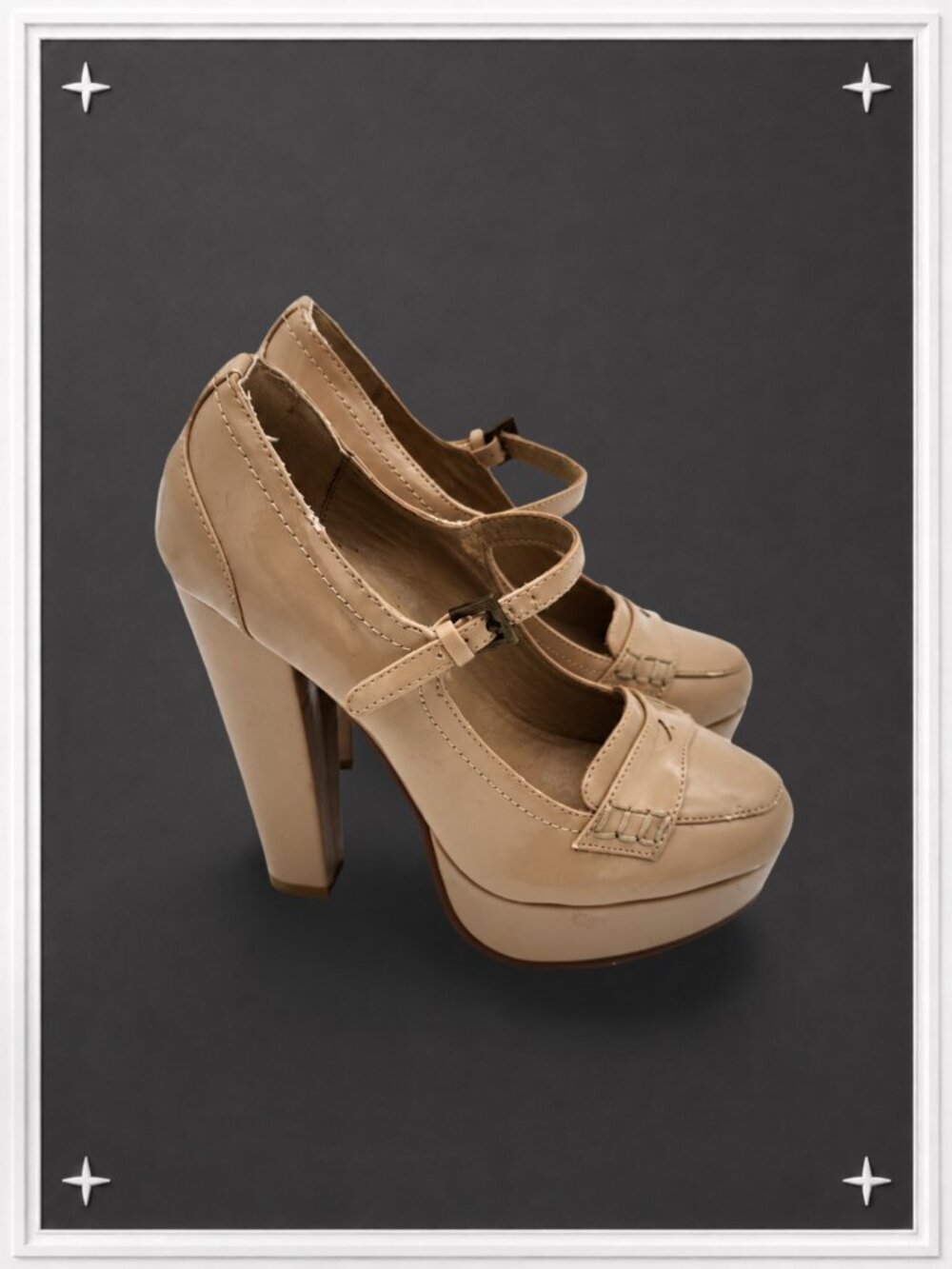 Y2K Tan Chunky Platform Mary Jane Heels | Women's 7